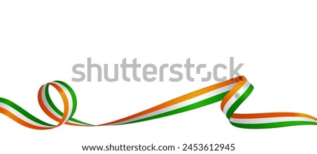 National indian flag ribbon. Curly ribbon on white background. Vector illustration.