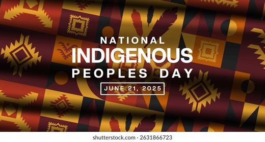 National Indigenous Peoples Day. Ornament. Suitable for posters, banners and social media. Black background.