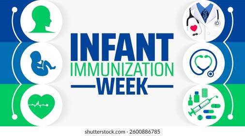 National Infant Immunization Week background banner or poster design template. observed every year in  April. Holiday concept. Use to any Template, card, poster, placard, template.