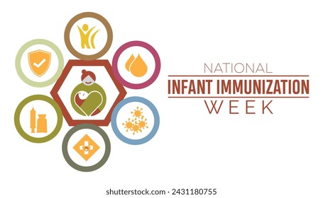 National Infant Immunization week observed every year in April .Template for background, banner, card, poster with text inscription.