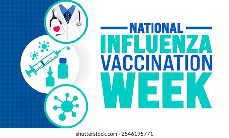 National Influenza Vaccination Week background, banner or poster design template. observed every year in December. Holiday concept. Use to any Template, card, poster, placard, template.