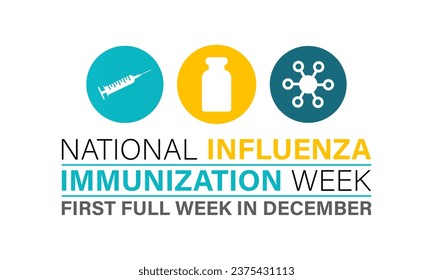 National Influenza Vaccination Week vom 1. bis 7. Dezember.. Flaches Design. Flügeldesign. Hintergrund, Banner, Karte, Poster, Vorlage. Vektorgrafik