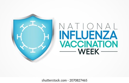 Die nationale Impfwoche (NIVW) wird jedes Jahr im Dezember beobachtet. Es handelt sich um eine ansteckende Atemwegserkrankung, die durch Grippeviren hervorgerufen wird, die Nase, Rachen und Lungen infizieren. Vektorkunst