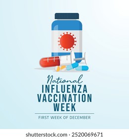 National Influenza Vaccination Week Vektor Design Vorlage gut für die Feier Nutzung. Nationales Grippeimpfung Woche Design. flaches Design. eps 10. 