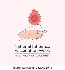 National Influenza Vaccination Week Vektor Design Vorlage gut für die Feier Nutzung. Nationales Grippeimpfung Woche Design. durchgehende Strichzeichnung. eps 10. 