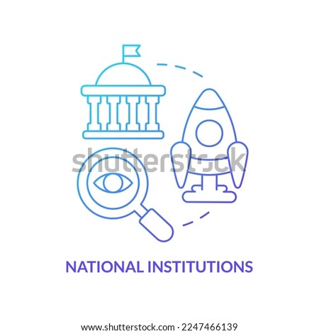 National institutions blue gradient concept icon. New business assistance kind abstract idea thin line illustration. Government grants. Isolated outline drawing. Myriad Pro-Bold font used