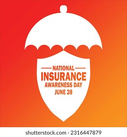 National Insurance Awareness Day. June 28. Holiday concept. Template for background, banner, card, poster with text inscription. Vector illustration