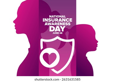 National Insurance Awareness Day. June 28. Holiday concept. Template for background, banner, card, poster with text. Vector EPS10 illustration