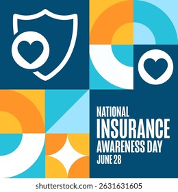 National Insurance Awareness Day. June 28. Holiday concept. Template for background, banner, card, poster with text. Vector EPS10 illustration