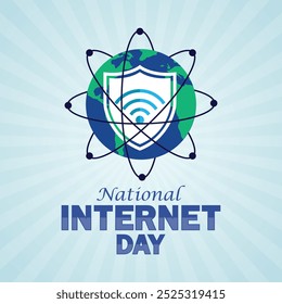 Dia Nacional da Internet. Conceito de férias. Modelo para fundo, faixa, cartão, cartaz com inscrição em texto. Ilustração vetorial