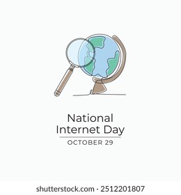 National Internet Day vector design template good for celebration usage. National Internet Day design. Continuous line drawing. eps 10.