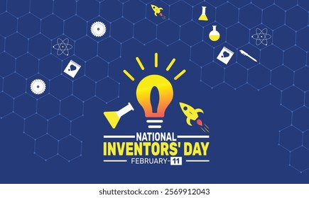 National Inventors Day. February 11. background template. Perfect for banners, cards, posters, and social media.Vector design with text inscription and classic color for a professional look