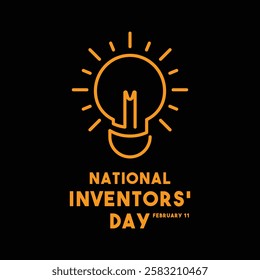 National Inventors' Day. February 11. Black background. Eps 10.