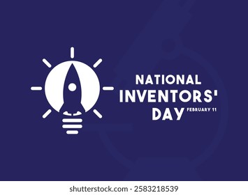 National Inventors' Day. February 11. Blue background. Poster, banner, card, background. Eps 10.