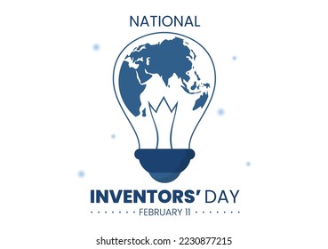 National Inventors Day on February 11 Celebration of Genius Innovation to Honor Creator of Science in Flat Cartoon Hand Drawn Template Illustration