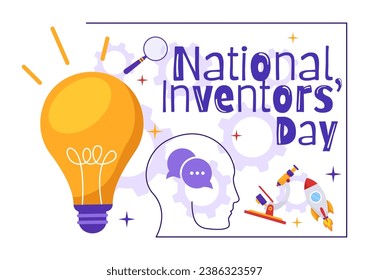 National Inventors Day Vector Illustration on February 11 Celebration of Genius Innovation to Honor Creator of Science in Flat Cartoon Background