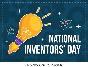 National Inventors Day Vector Illustration on February 11 Celebration of Genius Innovation to Honor Creator of Science in Flat Cartoon Background