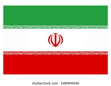 Bandera nacional de Irán. Ilustración vectorial. Colores oficiales y proporción correcta.