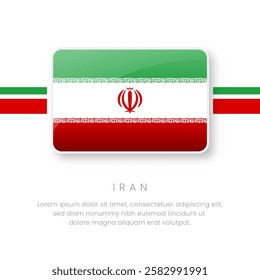 National Iran Flag.Vector Iran Button Flag. Realistic National Flag Design and Vector Template.