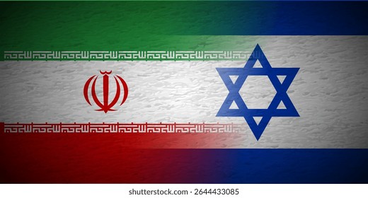 National Iran versus Israel Flag Background Vector Illustration of Iran vs Israel War Conflict