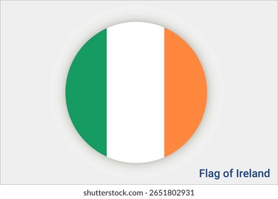 National Ireland flag. High detailed flag of Ireland. Europe. 3D illustration.