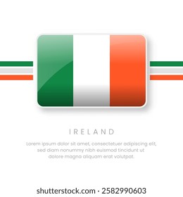 National Ireland Flag.Vector Ireland Button Flag. Realistic National Flag Design and Vector Template.