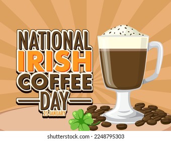 Ilustración de diseño de banderas del Día Nacional del Café de Irlanda