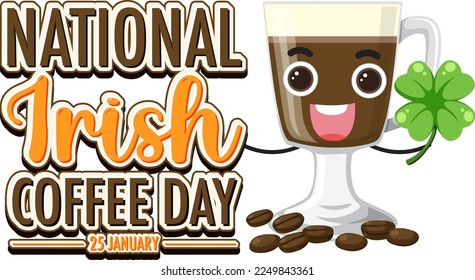 National Irish Coffee Day Banner Design illustration