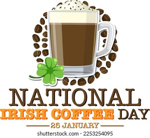 National Irish Coffee Day Banner Design illustration