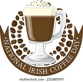 National Irish Coffee Day Banner Design illustration