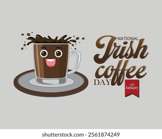 National Irish coffee day banner, poster, card, background design illustration