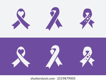 National ITP awareness ribbon, Purple Ribbon Icon, Heart Symbol, Dementia awarenes, Support Emblem, Charity, Health and Wellness, Cause Symbol, Hope, Strength, Compassion, Unity, Social Awareness