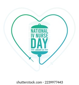 NATIONAL IV NURSE DAY. January 25. Infusion tube. Heart line. White background. Nurse hat seamless pattern. Poster, banner, card, backgorund. Eps 10.