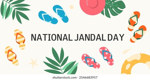 Dia Nacional do Jandal. 2 de dezembro. Modelo para cartão de saudação, faixa, cartaz, folheto, plano de fundo. Ilustração vetorial.