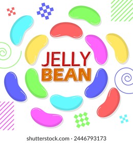 National Jelly Bean Day event banner. Colorful candies with bold text on white background to celebrate on April 22nd