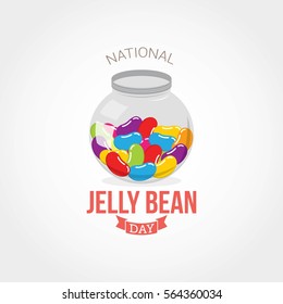 National Jelly Bean Day. Vector Illustration. The classic flavors were cherry, apple, lemon, and blueberry, with countless innovative flavors added overtime. flat style design.