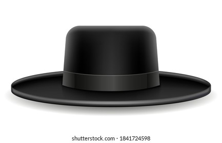 national jewish black hat vector illustration isolated on white background