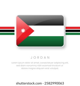 National Jordan Flag.Vector Jordan Button Flag. Realistic National Flag Design and Vector Template.