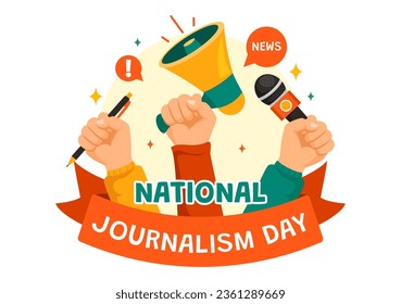 National Journalism Day Vector Illustration to Recognition and Appreciation for the Relentless Efforts of Journalists with Journal Equipments Design