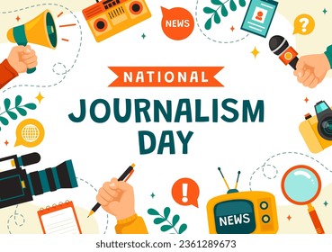 National Journalism Day Vector Illustration to Recognition and Appreciation for the Relentless Efforts of Journalists with Journal Equipments Design