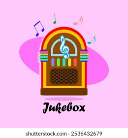 National Jukebox Day to celebrate on November 27th. A colorful Jukebox music player on a light purple background.