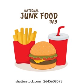 Dia nacional de junk food. design plano. design de panfleto