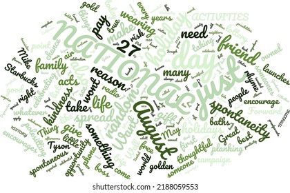 National Just Because Day 27 August Word Cloud In Vector Art Creative Colourful White Back Ground