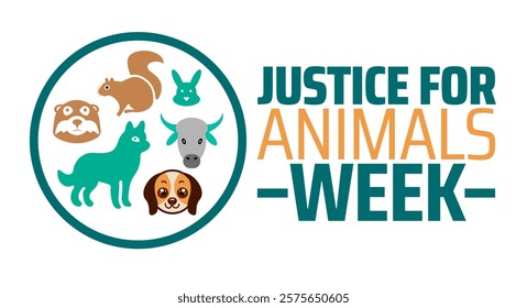 National Justice for Animals Week background banner or poster design template. observed every year in February. Holiday concept. Use to any Template, card, poster, placard, template.