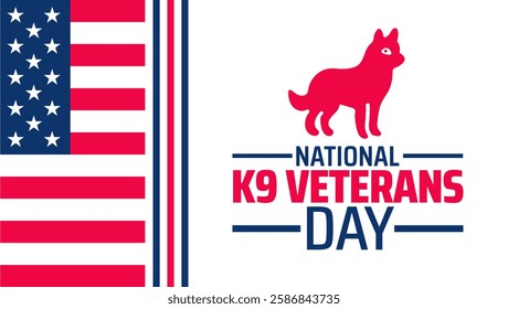 National K9 Veterans Day background banner or poster design template. observed every year in March. Holiday concept. Use to any Template, card, poster, placard, template.