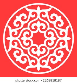 The national Kazakh ornament is red and white.