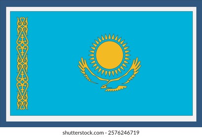 National Kazakhstan flag, official colors and proportion correctly. National Kazakhstan flag. Vector illustration. Kazakhstan flag vector icon, simple, flat design for web or mobile app.