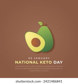 National Keto Day Paper cut style Vector Design Illustration for Background, Poster, Banner, Advertising, Greeting Card