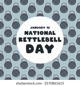 National Kettlebell Day. January 12. Seamless pattern. Eps 10.
