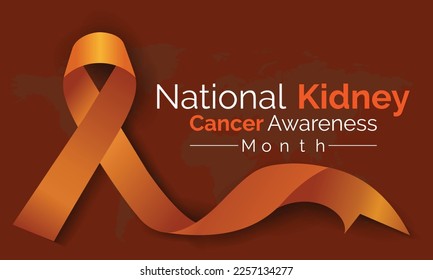 National Kidney Cancer Awareness Month. Orange Color Realistic  Ribbon .Vector Design Template For Poster..